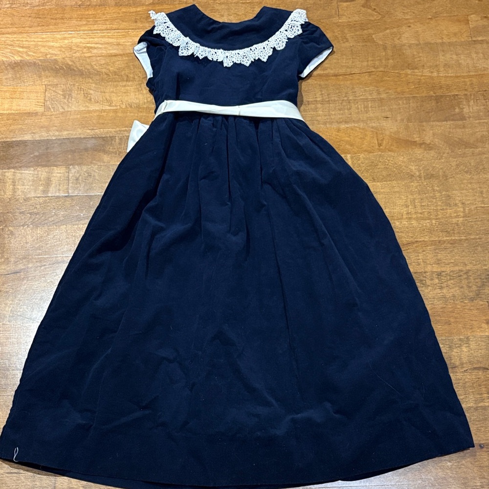 Charming Navy Kids Dress with Lace Detail